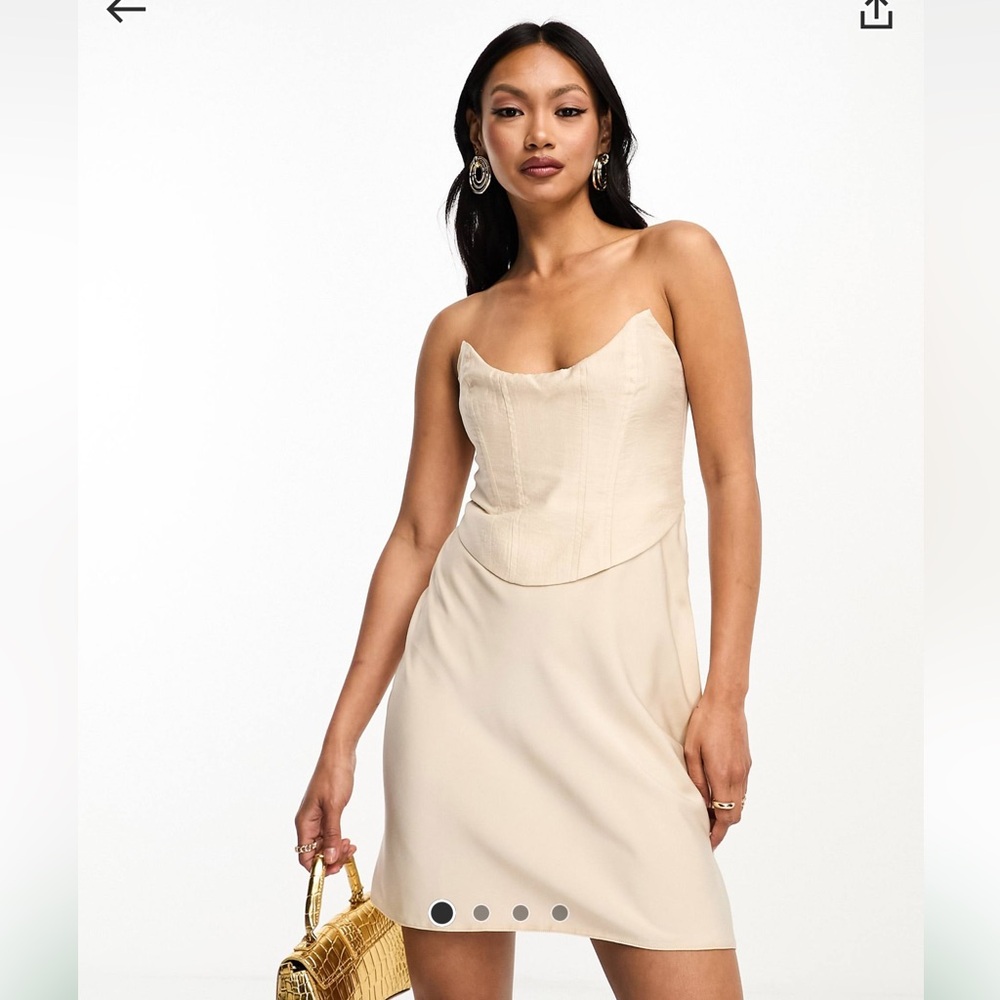 Bandeau contrast fabric slip mini dress